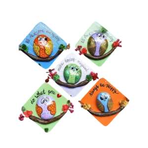 handpainted owl fridge magnet single