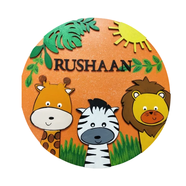 kids name plates jungle theme