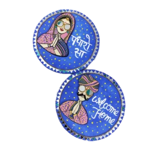 rajasthani couple wall plates set