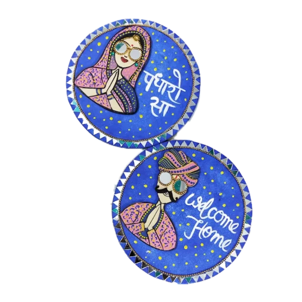 rajasthani couple wall plates set